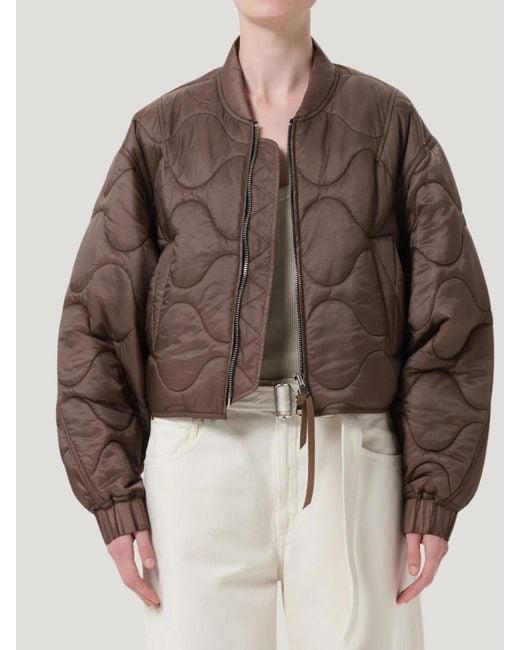 Agolde Brown Iona Quilted Jacket
