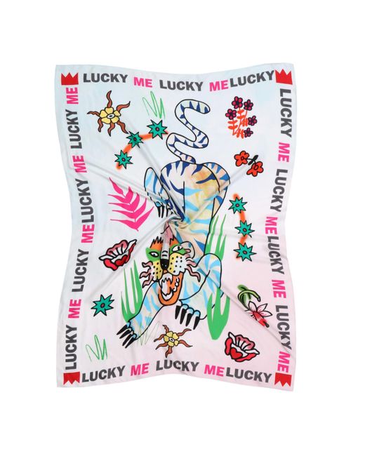 ME 369 White Lucy Printed Scarf Pareo