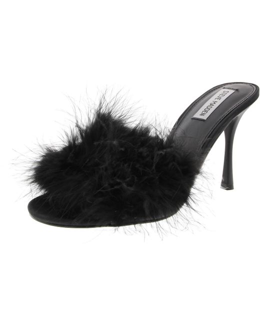 Steve Madden Black Fantasy Embellished Satin Slide Sandals