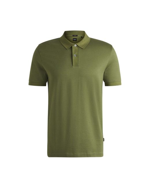 Boss Green Mercerized-Cotton Polo Shirt With Micro Pattern for men