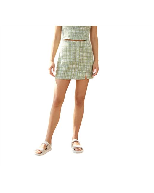 Lucy Paris Green Dionne Mini Skirt Tweed