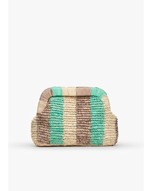 Kayu Green Beverly Knitted Straw Clutch Bag