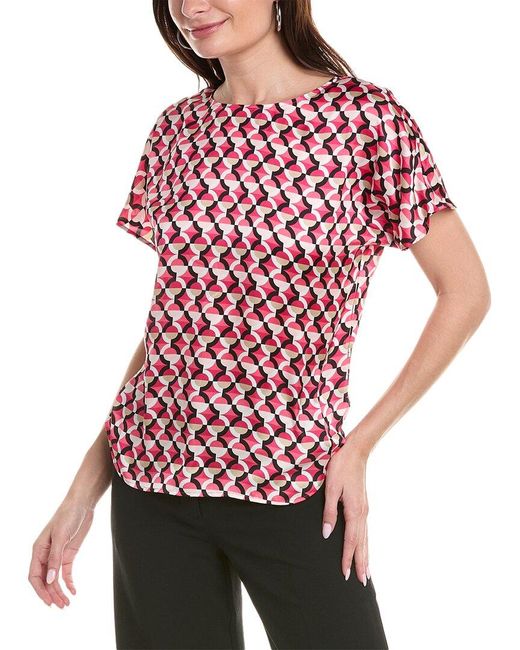 Anne Klein Red Bateau Neck Top