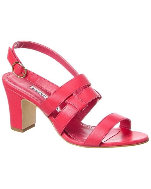 Manolo Blahnik Pink Memarhi 70 Leather Sandal