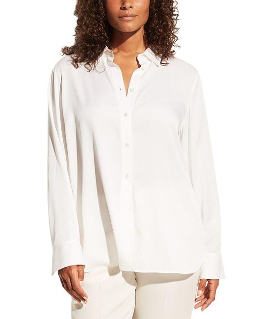 Vince White Plus Slim Fitted Silk-blend Blouse