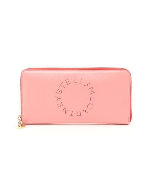 Stella McCartney Zip Wallet Bicolor Round Zipper Long Wallet Fake Leather Pink