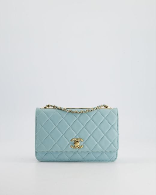 Chanel Blue Tiffany Quilted Trendy Wallet On Chain Bag