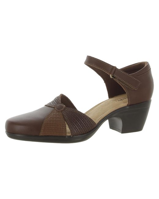 Clarks Brown Emily Rae Round Toe Leather Heels