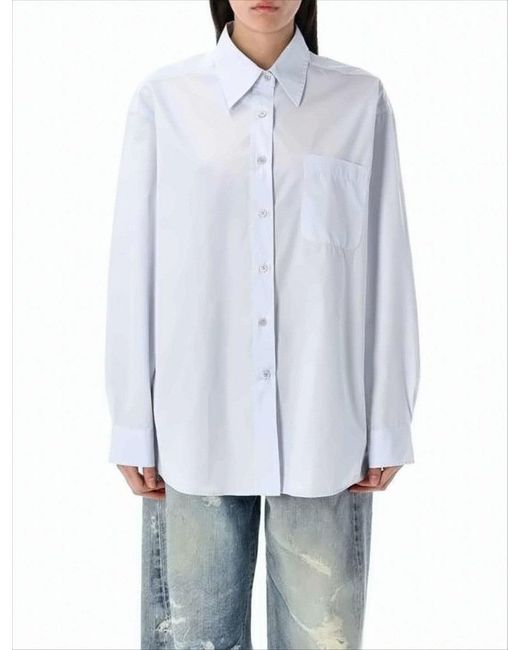 Our Legacy White Relaxed Fit Cotton Shirt With Pointed Collar