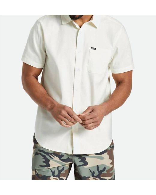 Brixton White Charter Oxford Short Sleeve Top for men