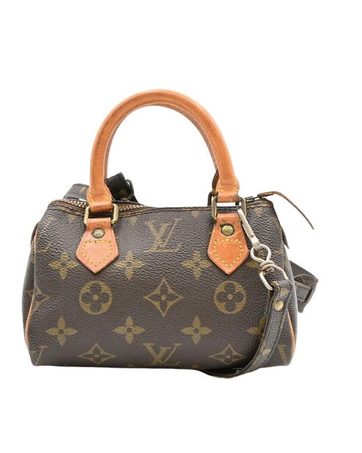 Louis Vuitton Gray Mini Speedy Canvas Handbag (pre-owned)