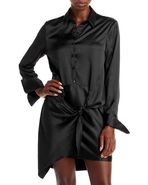 Aqua Striped Tie Waist Shirtdress in Black Lyst