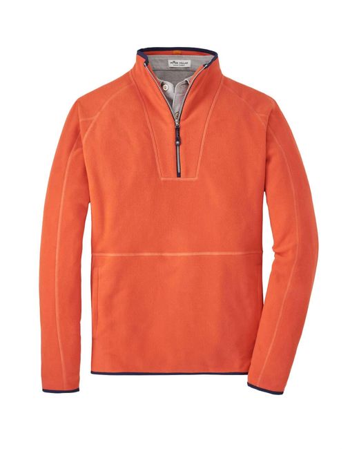 Peter Millar Orange Thermal Flow Micro Fleece Half Zip Sweater for men