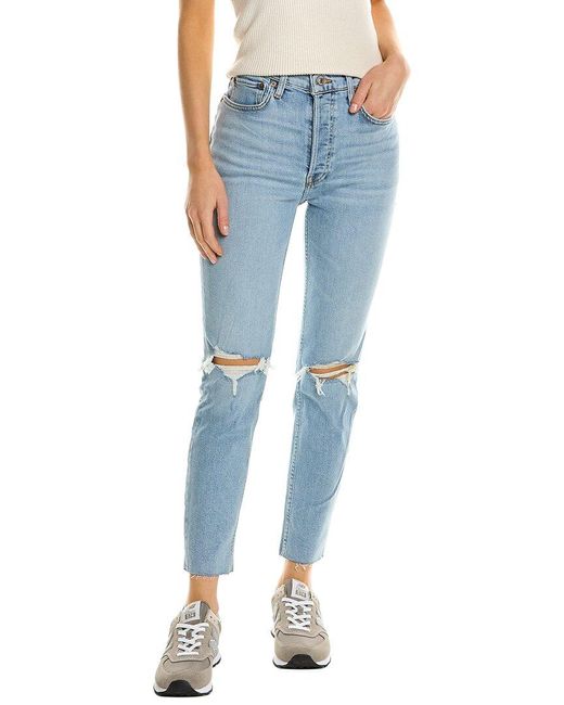 RE/DONE 90s 60s Fade High-rise Ankle Crop Jean in Blue | Lyst