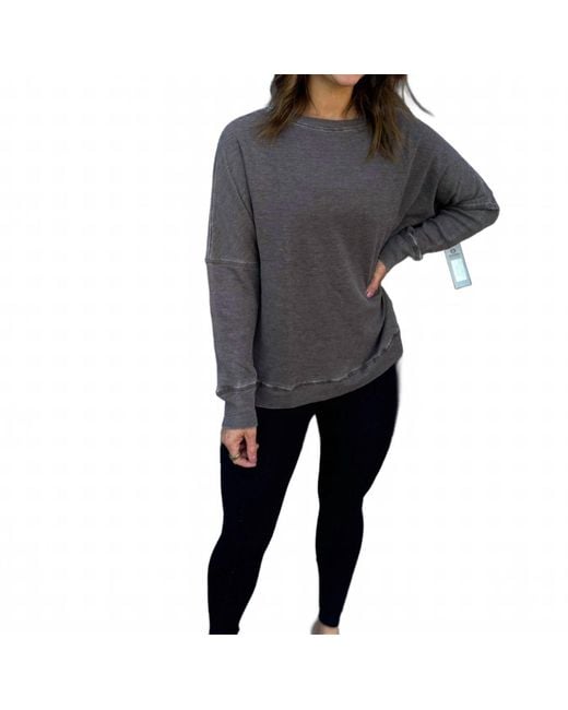 Mono B Black Waffle Ribbed Pullover