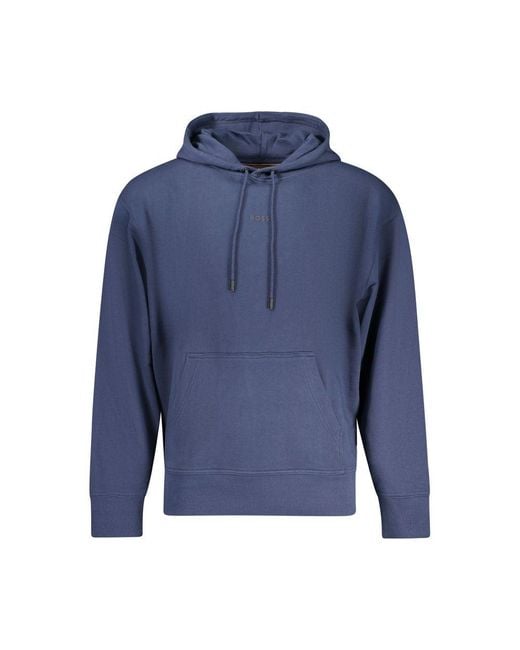 Boss Blue Cotton Hoodie for men