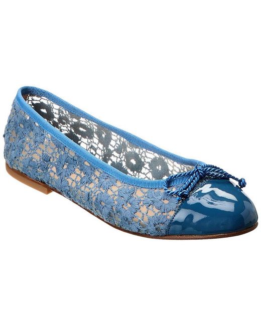 French Sole Blue Nights Lace & Patent Flat