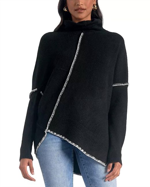 Elan Black Long Asymmetrical Front Sweater