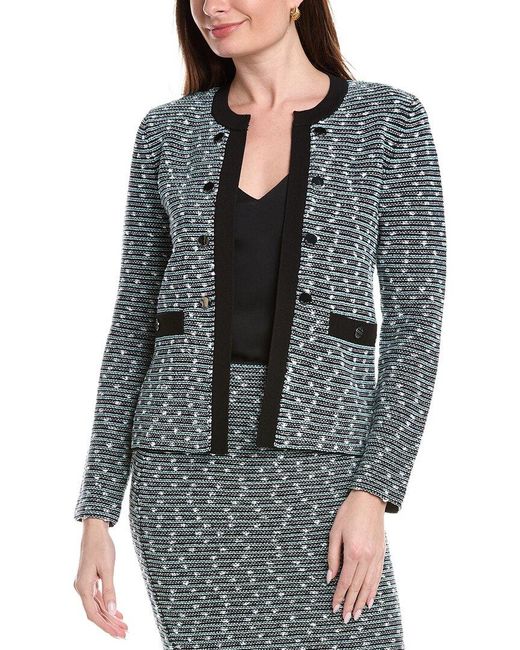St. John Gray Faux Double-breasted Jacket
