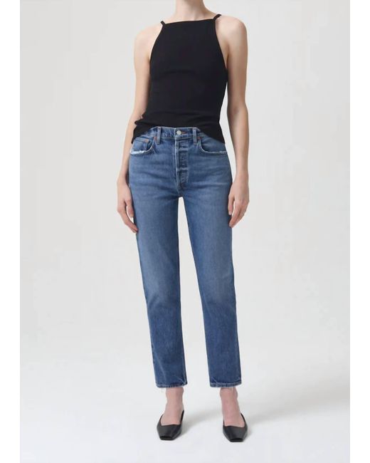 Agolde Blue Riley Long High Rise Jeans