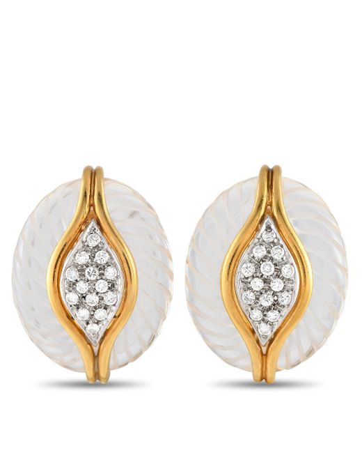 Non-Branded Metallic Lb Exclusive 18k Yellow 0.60ct Diamond And Carved Crystal Clip-on Earrings Mf11-041624