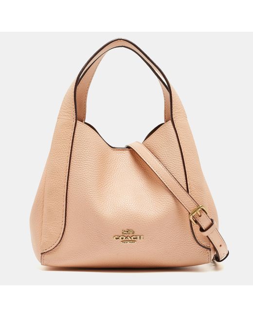 COACH Natural Pebbled Leather Hadley 21 Hobo