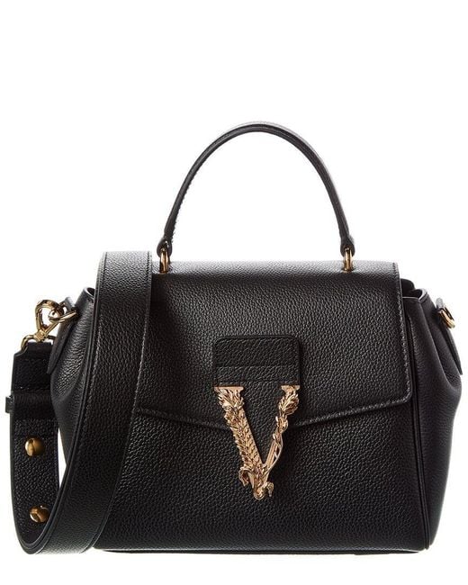 Versace Black Dnu Cost Virtus Leather Satchel