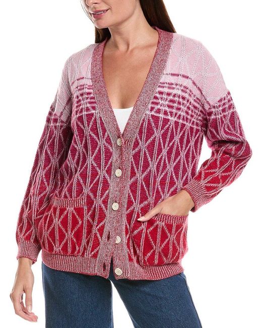 Missoni Red Oversized Wool-Blend Cardigan