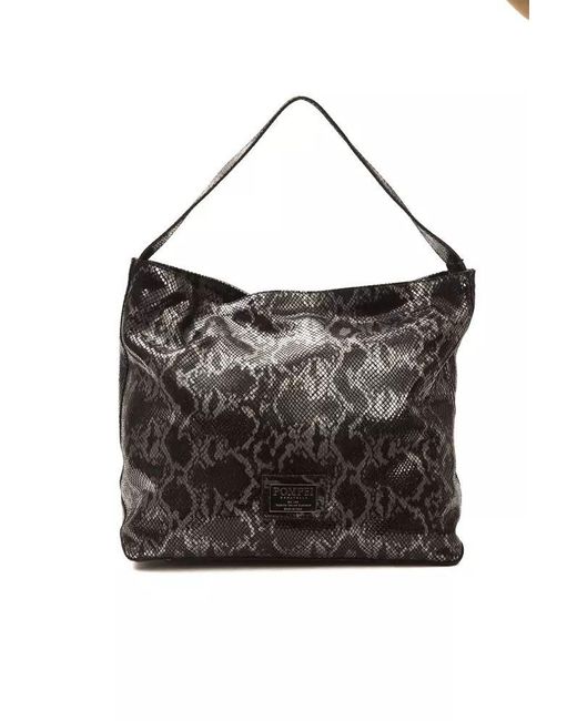 Pompei Donatella Black Chic Python Print Leather Shoulder Bag