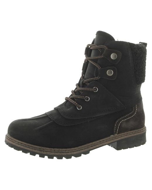 Aqua College Black Leather Warm Winter & Snow Boots