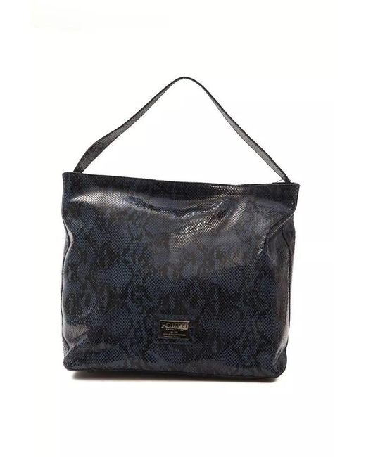 Pompei Donatella Black Elegant Python Print Leather Shoulder Bag