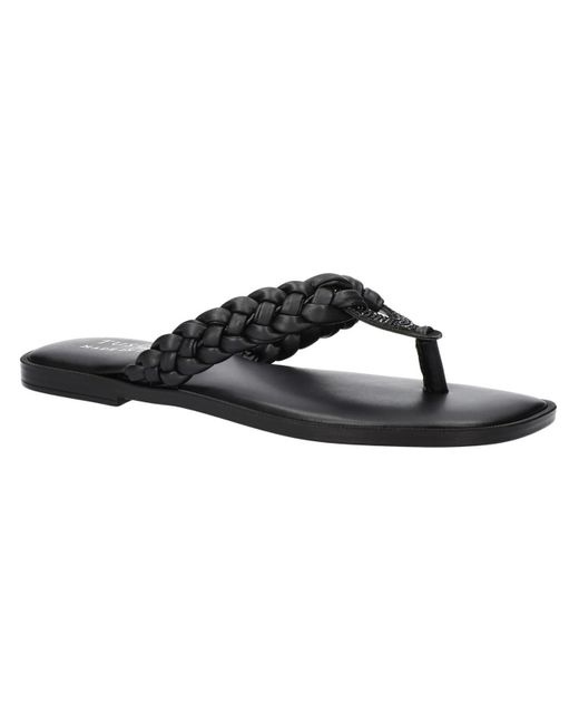 TUSCANY by Easy StreetR Black Coletta Leather Thong Sandals