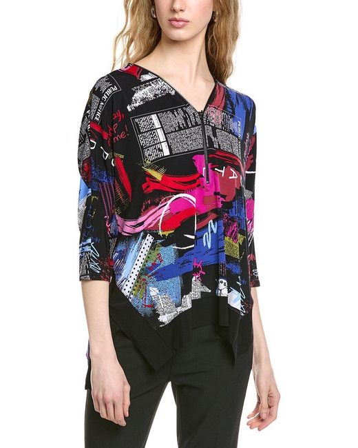 Joseph Ribkoff Women's Red 1-2-Zip Elbow Sleeve Top