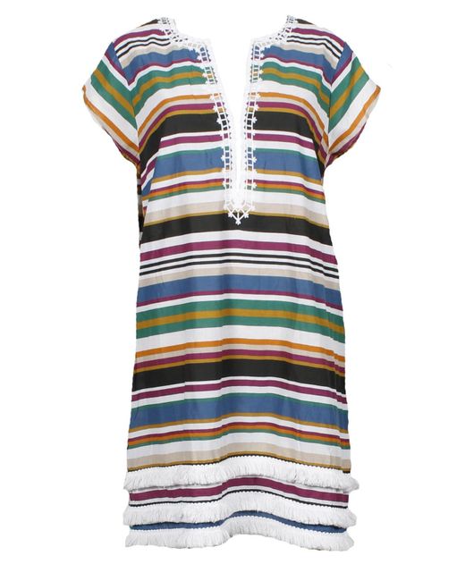 Bleu Rod Beattie Striped Fringe Caftan Swim Coverup in Blue Lyst