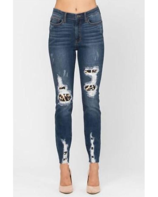Judy Blue Blue Leopard Patch Jeans