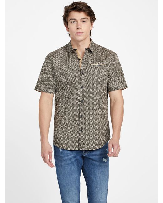 Guess Factory Gray Raddy Geometric Shirt for men