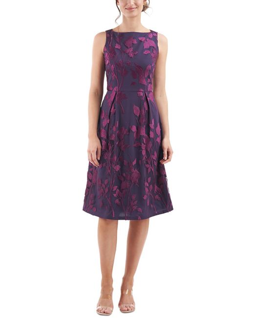 JS Collections Purple Formal Knee-length Fit & Flare Dress