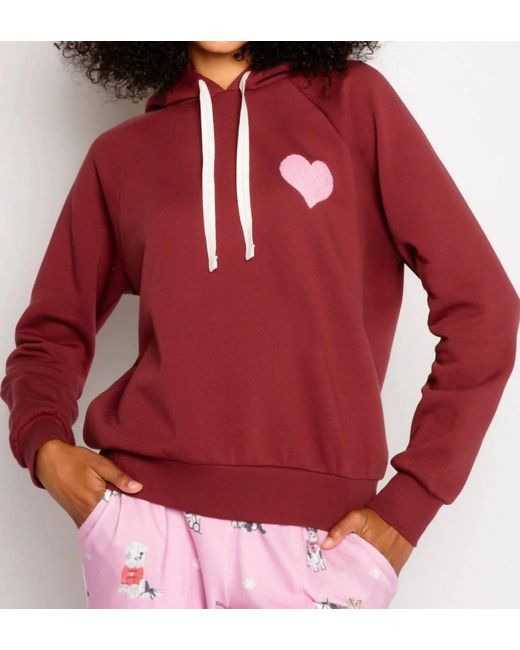 Pj Salvage Red Long Raglan Sleeves Pullover Hoodie