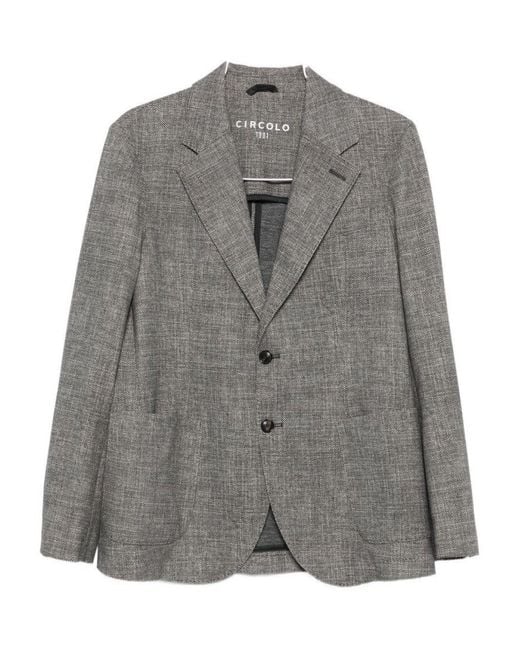 Circolo 1901 Men's Gray Textured Checkered Tailored Blazer