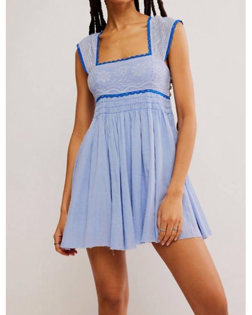 Free People Heartland Mini Dress in Blue | Lyst