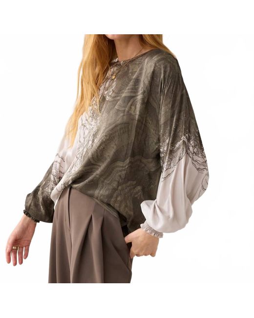 Summum Brown Abstract Blouse