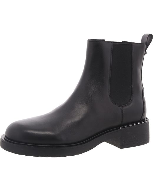 Ash Black Fancy Block Heel Leather Ankle Boots