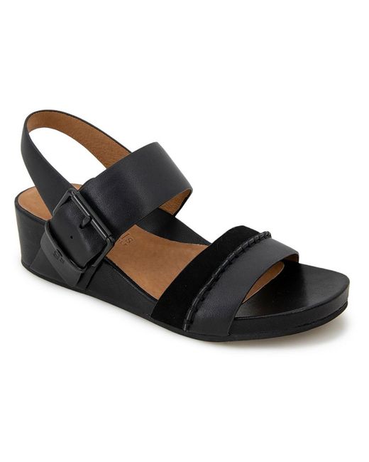 Gentle Souls Black Giulia Leather Slip On Wedge Sandals