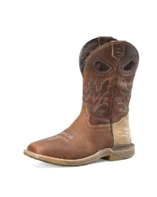 Double H Boot Brown Phantom Rider Square Soft Toe Roper Boots for men