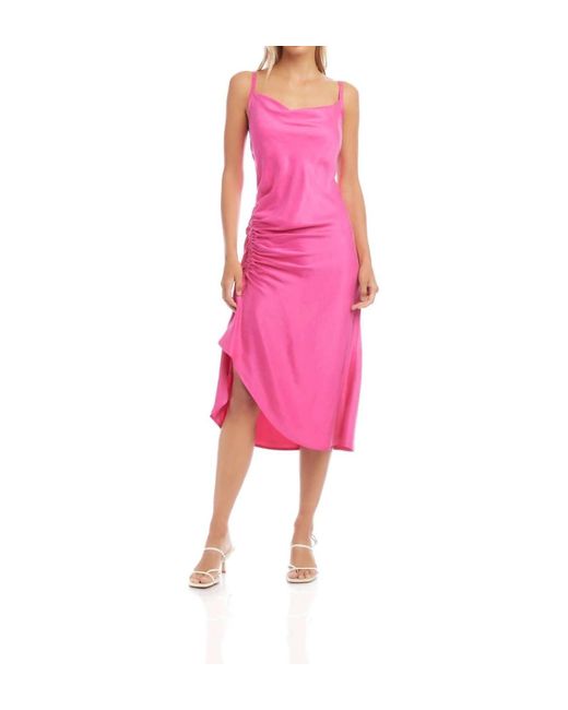 Fifteen Twenty Pink Stacy Sleeveless Satin Midi Dress