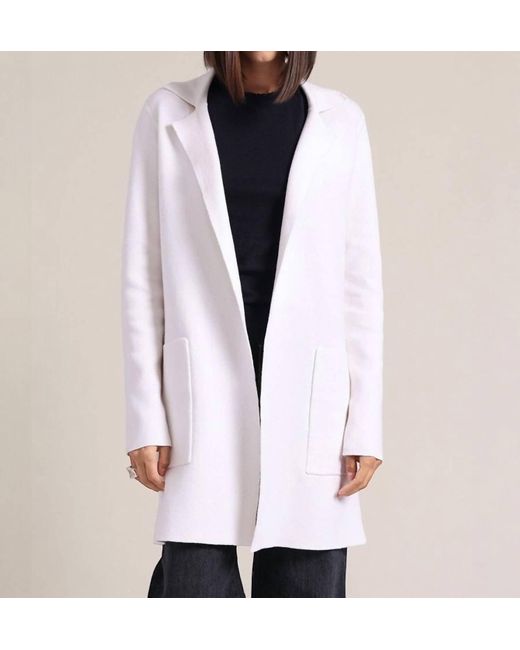 Minnie Rose White Double Face Notch Collar Coat