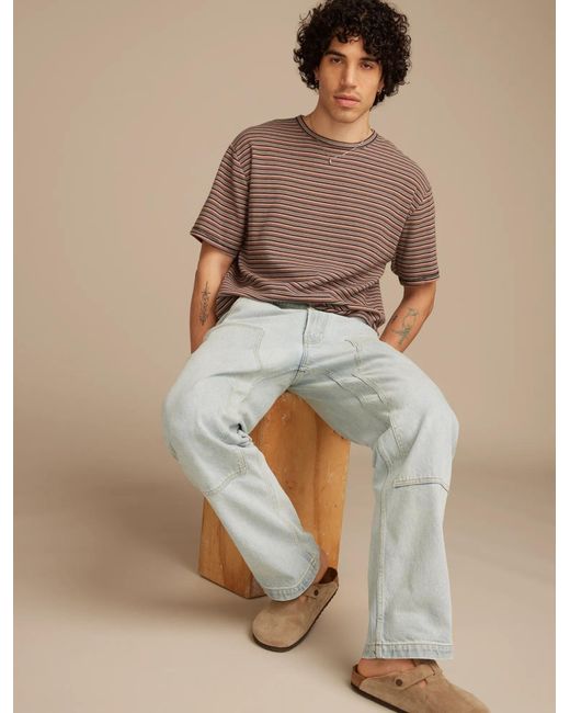 Lucky Brand Natural Stripe Waffle Relaxed Crew Tee for men