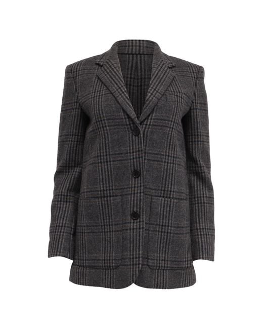 Theory Black Elbow-Patch Plaid Blazer