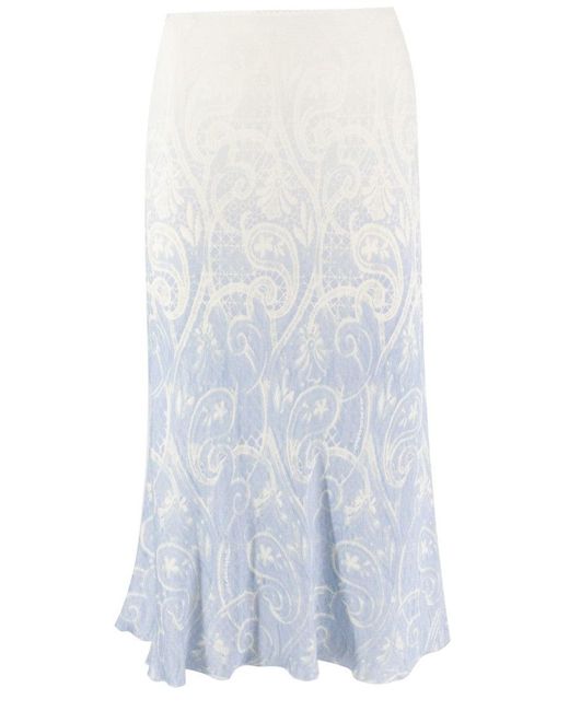 0400~Floral Pattern Buttoned Fringed Pencil Longuette main image 1