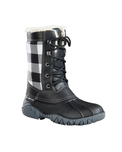 Baffin Gray Jasper Leather Check Round Toe Winter Boots Zpo2465